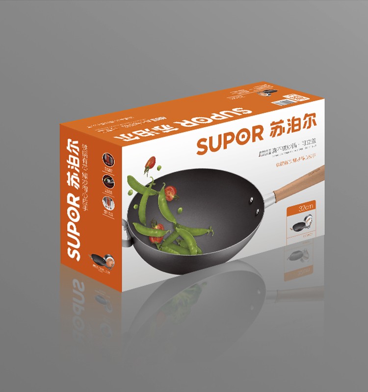 苏泊尔(supor)30cm芯铁2代炒锅真不锈燃气老式炒菜铁锅少油烟cc30ac3