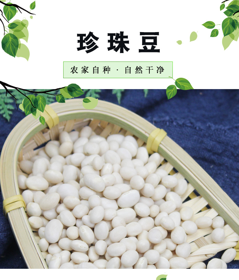 珍珠豆1500g云南农家自种小白芸豆白豆炖菜煲汤豆类粗粮五谷杂粮