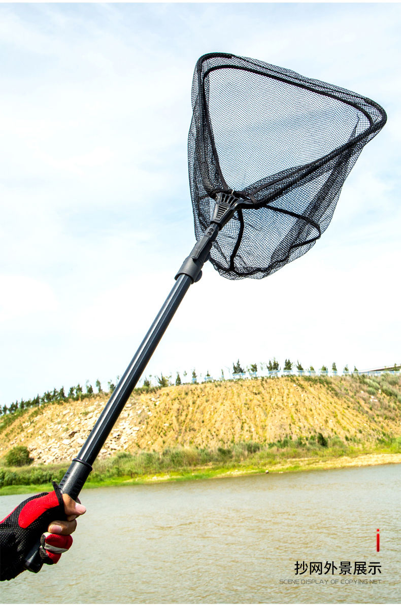 抄网抄鱼网钓鱼抄网杆捞鱼网兜铝合金可折叠抄网竿捕鱼渔网兜渔具