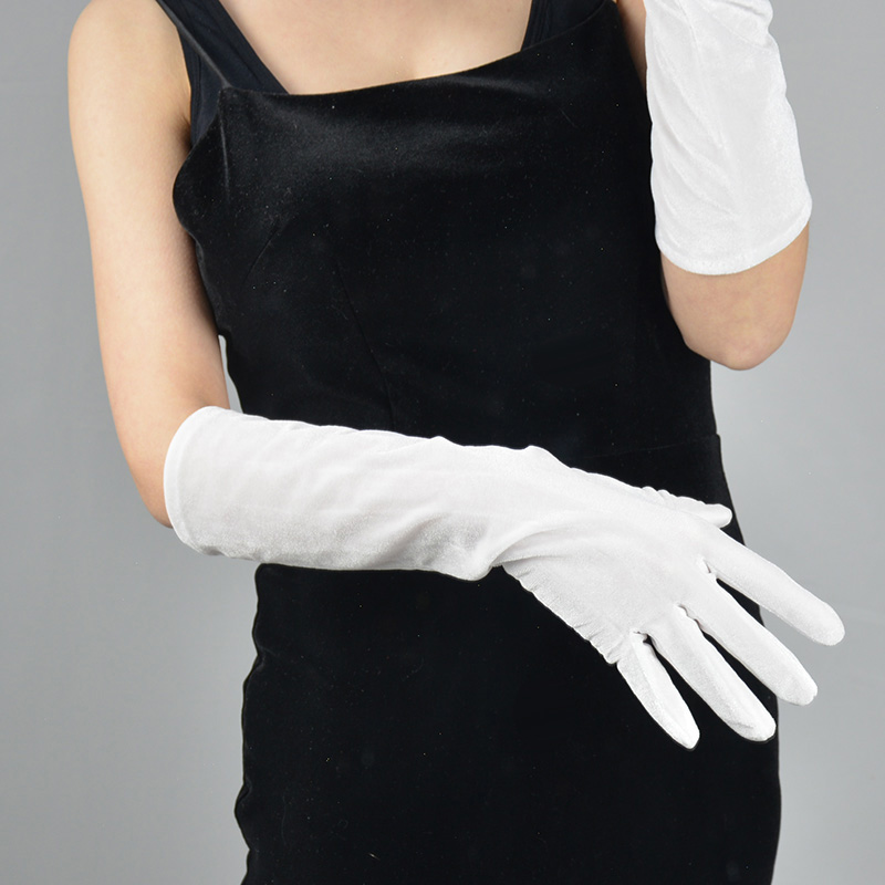黑色19cm60cm金丝绒手套女生长款薄秋冬加厚复古男赫本天鹅绒触控屏高