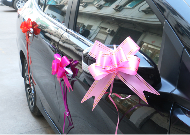 婚车拉花装饰结婚大号手拉花蝴蝶结彩带礼物盒水果篮包装丝带 fenghou