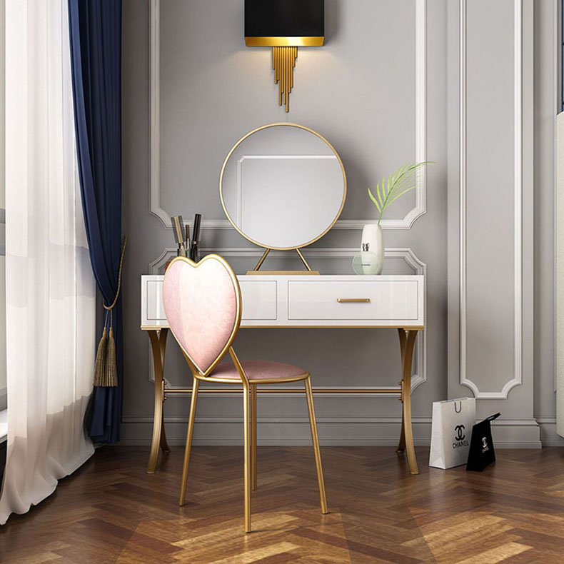 北欧风梳妆台卧室现代简约红化妆桌小户型迷你简易铁艺化妆台