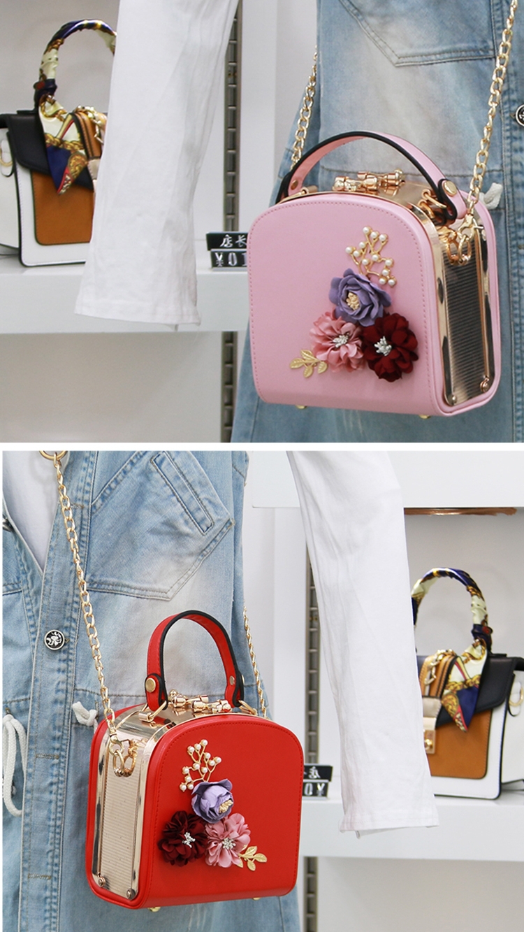 朵包女2020新款韩版百搭潮流斜挎小方包ins红色时尚手提单肩包