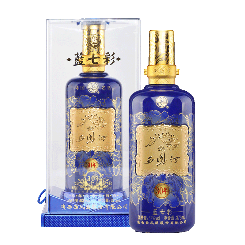 酒厂自营西凤酒七彩系列52度蓝七彩30年单瓶375ml白酒