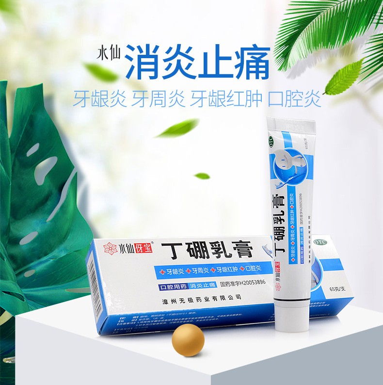 水仙丁硼乳膏65g支消炎止痛牙疼牙痛牙周炎口腔炎药用牙膏正品