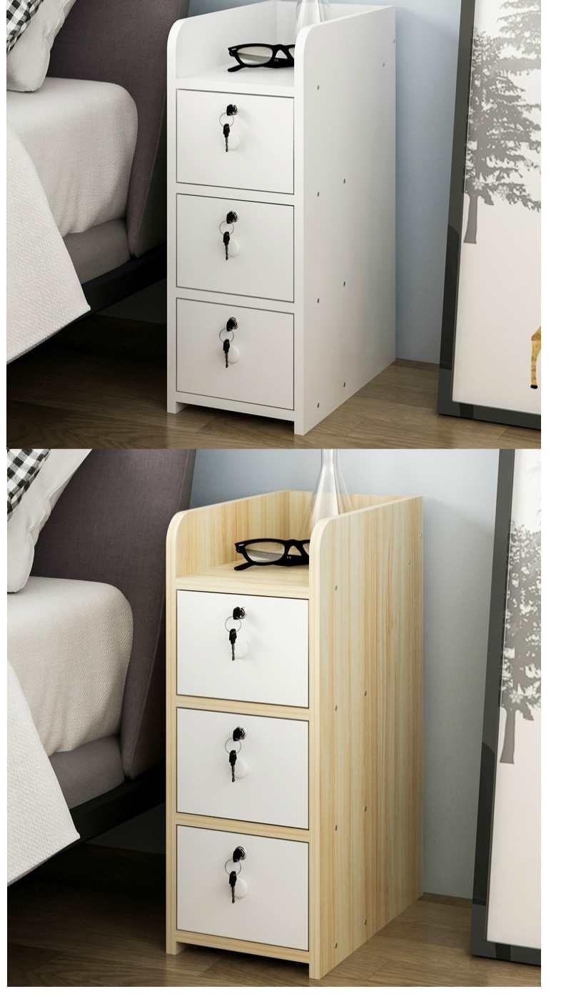 封后简约现代床边小型储物柜迷你卧室小柜子20-25-30cm简易带锁床头柜