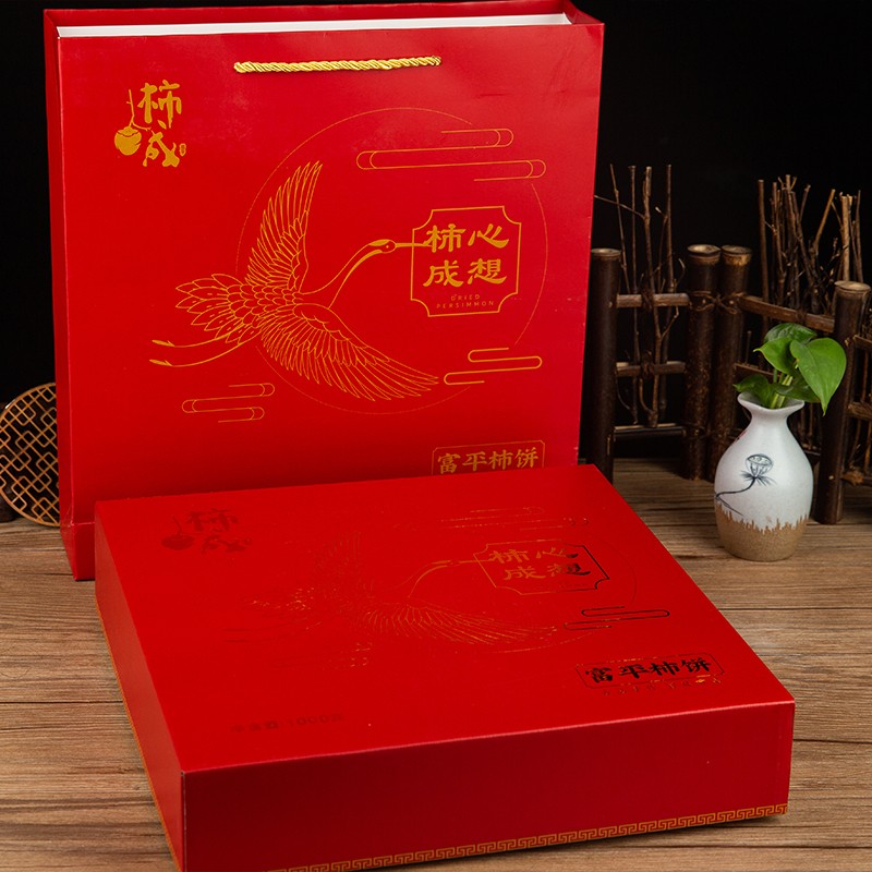 五个农民柿成精选正宗富平柿饼霜柿1000g精品礼盒装陕西特产农家自制