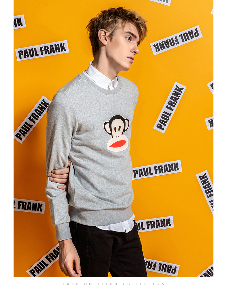 大嘴猴卫衣秋装男装圆领长袖套头衫简约宽松上衣潮