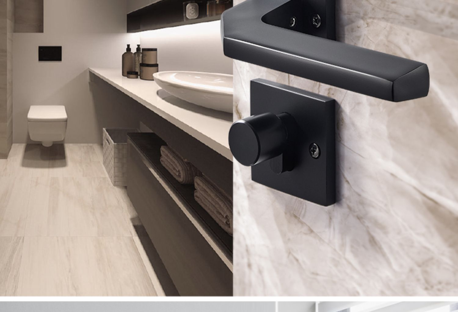 jing ping房门锁室内卧室锁子黑色分体锁家用通用型门把手木门锁具