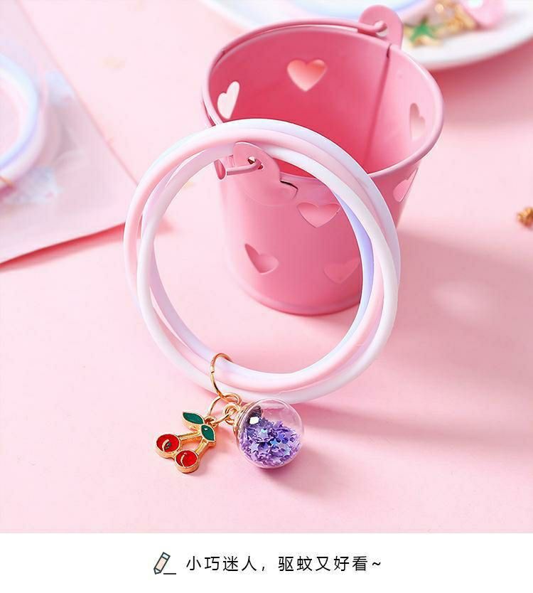 韩版可爱驱蚊手环小仙女吊坠防蚊头绳儿童闺蜜夏季户外防水手链笑脸一