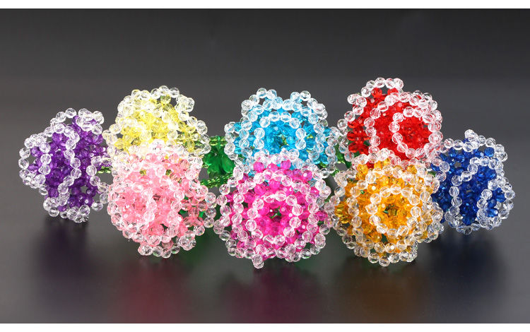 diy手工串珠三层玫瑰花材料包家居摆件饰品散珠珠子工艺品10件玫瑰