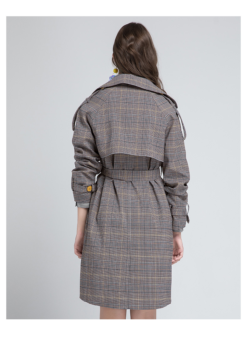 lagogo拉谷谷欧式复古条纹风衣外套上衣女