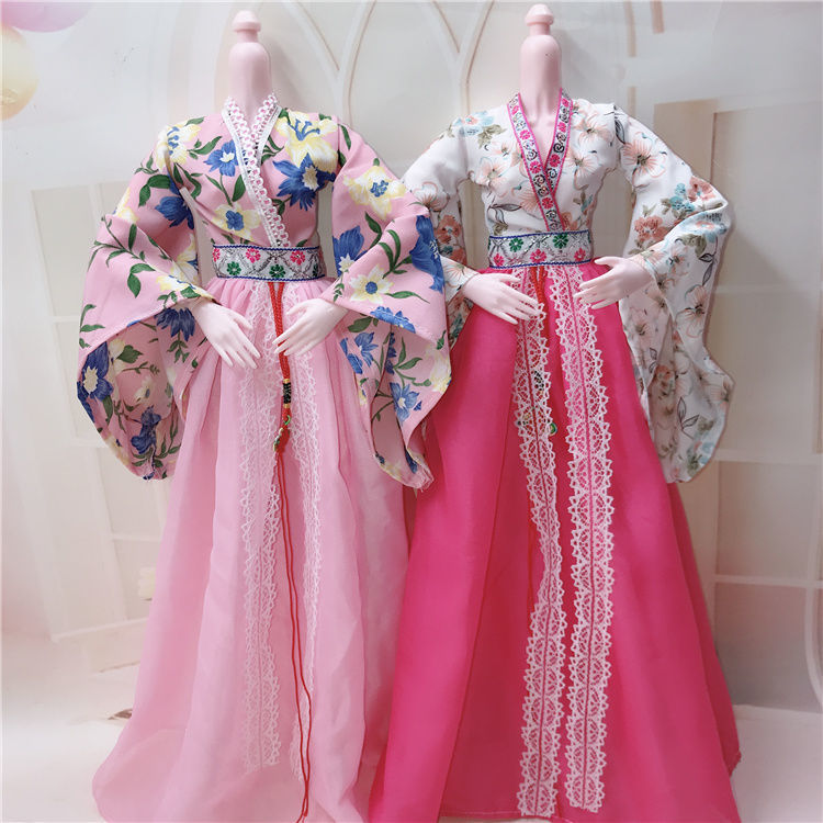 《60厘米超大巴比芭比娃娃玩具古装衣服汉服换装女孩公主婚纱套装 红