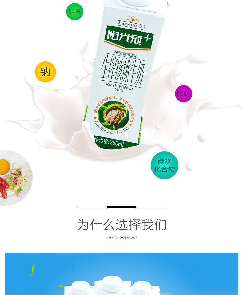 银桥阳光冠生榨核桃牛奶利乐梦幻盖250ml12礼盒装