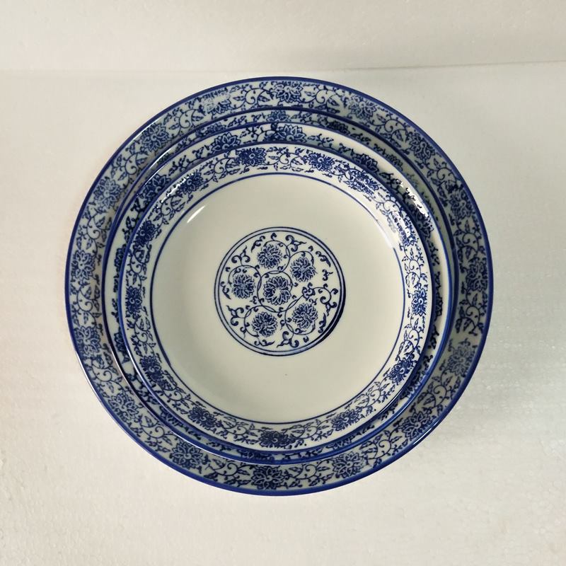 家用超大青花鱼盘陶瓷大盘子创意圆形深菜盘大盘鸡剁椒鱼头盘大号12寸