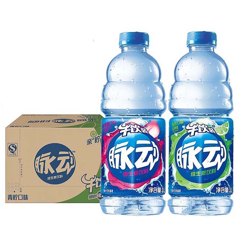 脉动mizone青柠水蜜桃味1l多口味果味饮料大瓶牛饮装