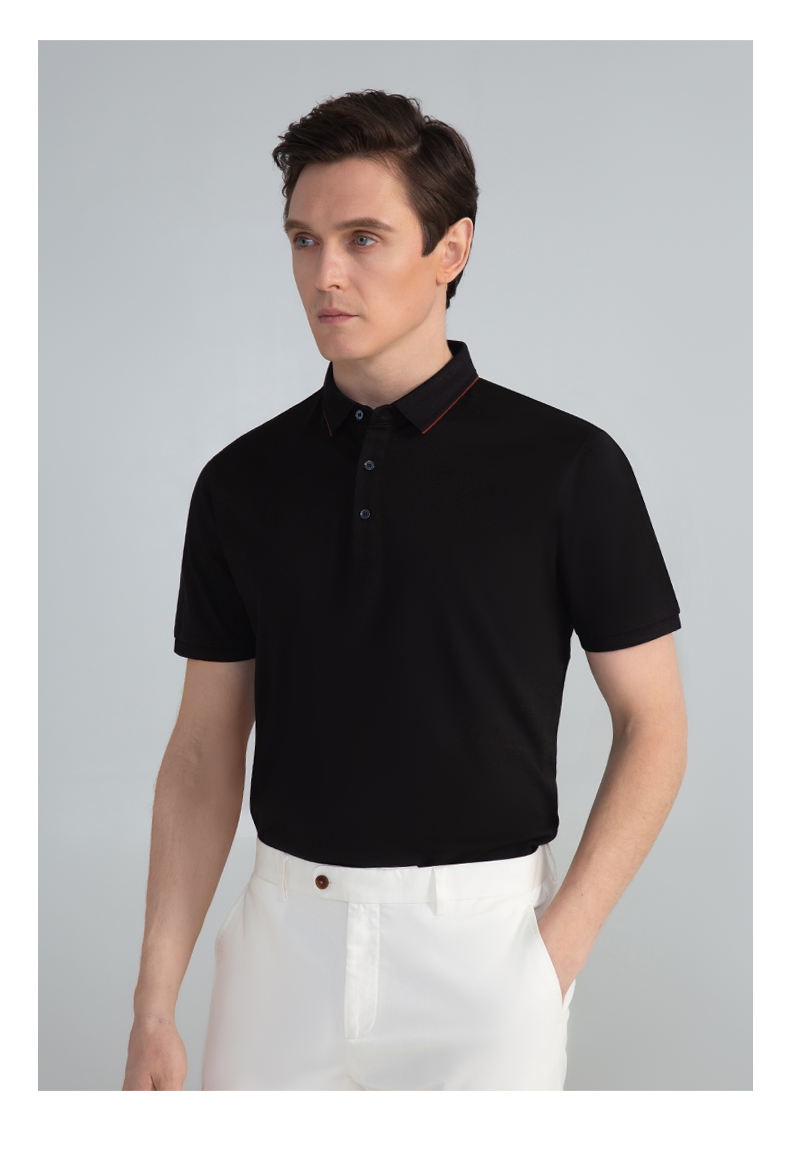 培罗蒙baromon男士polo衫短袖夏季新款透气商务纯色青年短袖t恤男t2