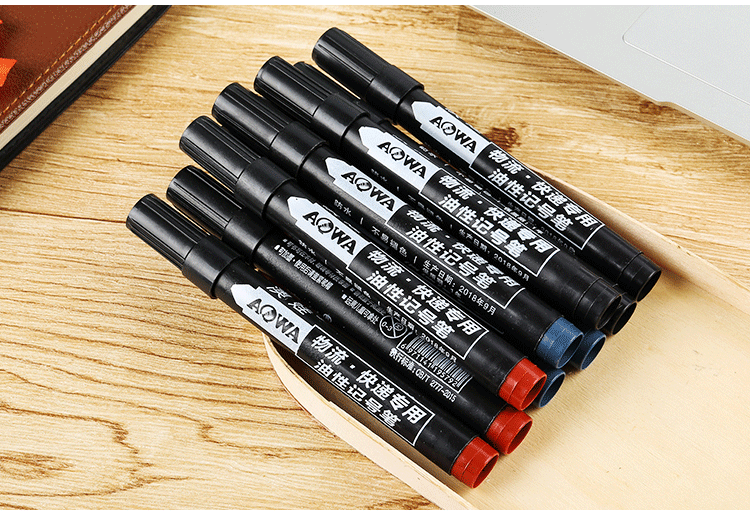 100支油性不可擦记号笔大头笔快递物流笔加长墨水红蓝黑黑色50支