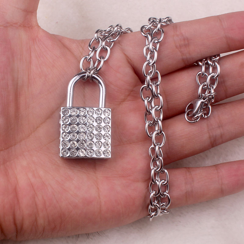 链子钛钢冷淡风个性蹦迪挂锁项链男朋克风嘻哈街舞钥匙情侣项链女锁