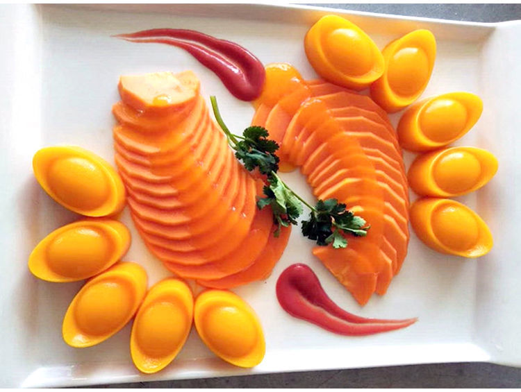 芒果味果汁果冻酒店凉菜美食夏天零食金元宝布丁招财进宝休闲小吃