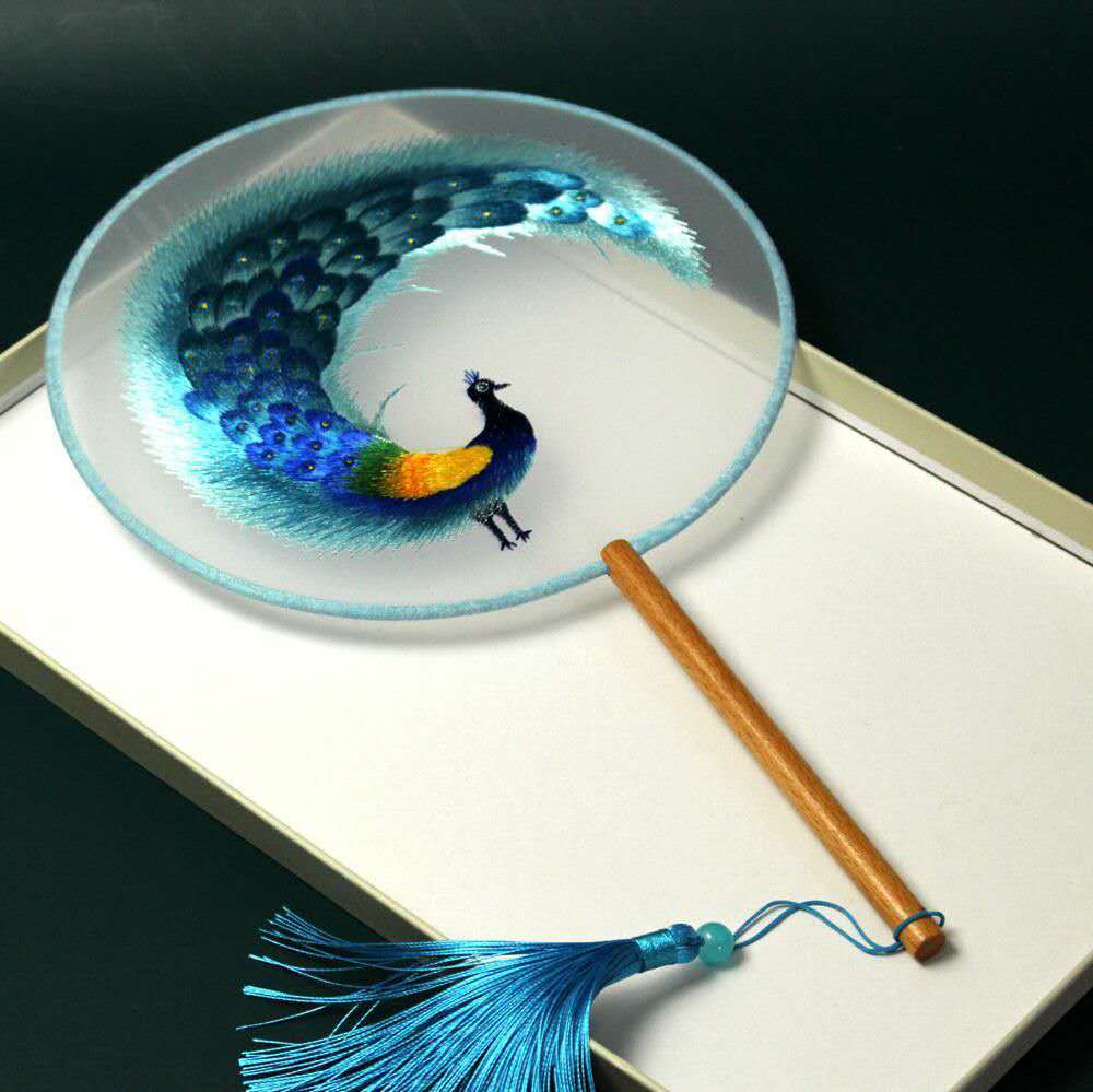 刺绣双面团扇古风摇扇汉服动漫配饰中国风旗袍莲花仙鹤扇圆扇梅花蝴蝶