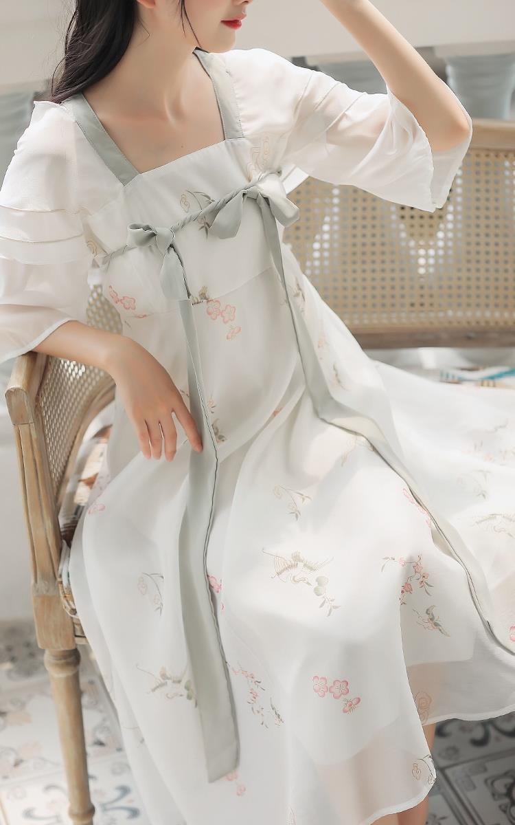 原创中国风日常汉元素改良连衣裙夏仙女超仙古风汉服装少女长裙子图片