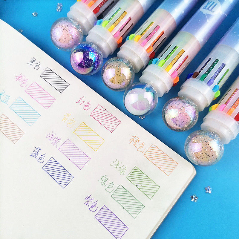 星座12色圆珠笔十彩夜光创意多功能学生按动彩色圆珠笔多色原子笔和硕