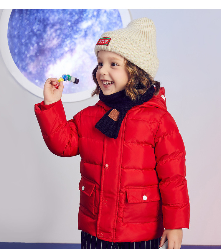安奈儿童装男童连帽中长款羽绒服冬装新款宝宝保暖外套