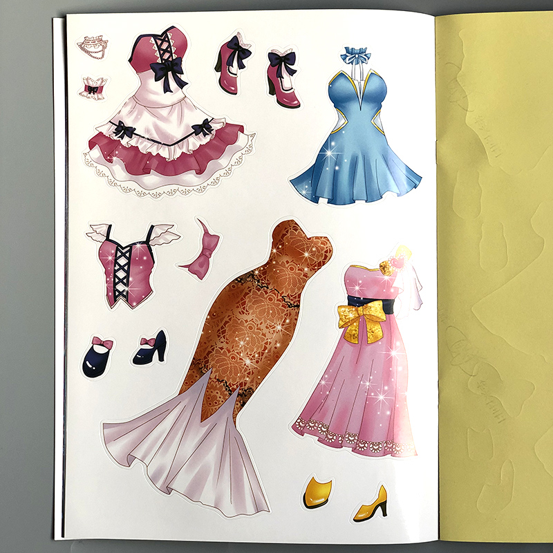 dzq儿童贴纸公主换装贴卡通贴画书奖励34567岁女孩换衣服小孩粘贴画