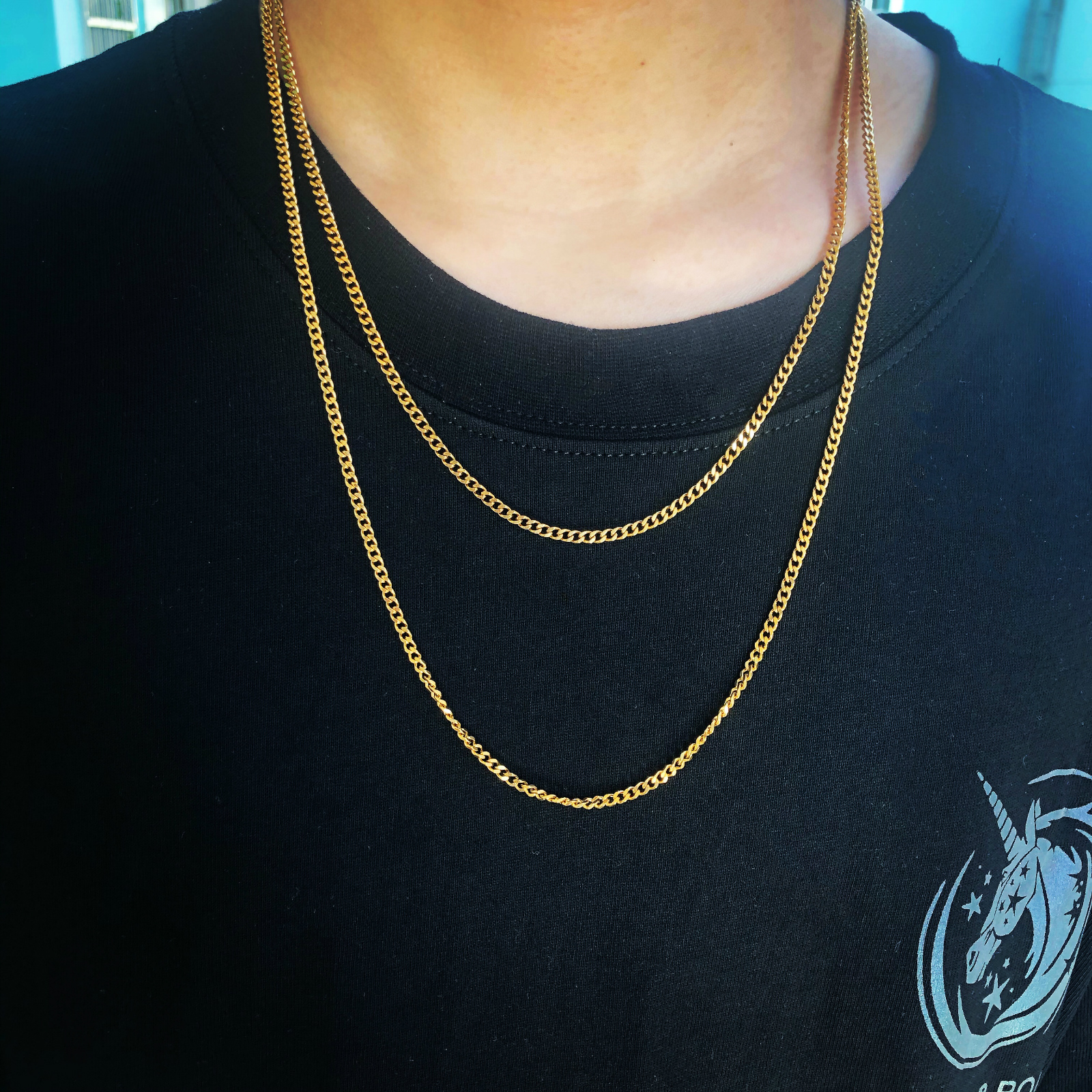 hiphop嘻哈金项链钛钢古巴金链子不色百搭流行夜店蹦迪男女饰品