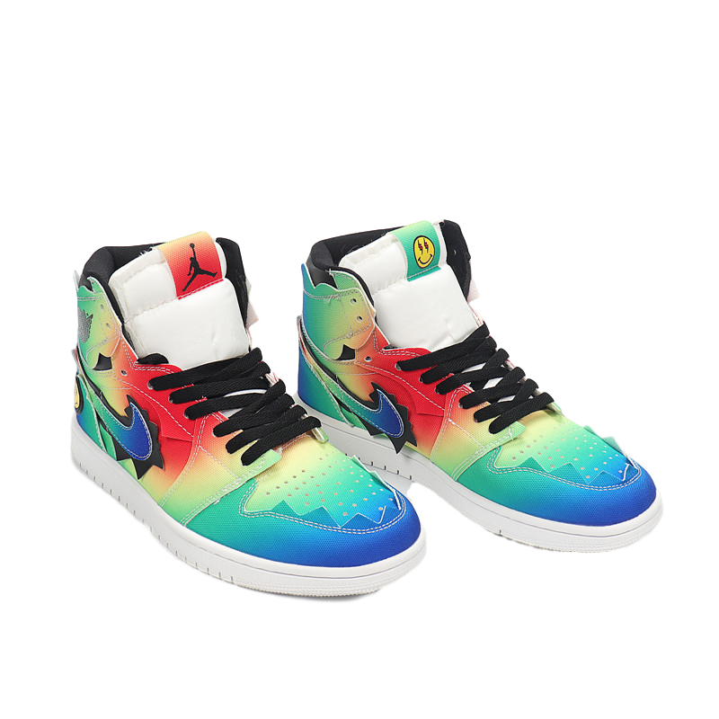 jordan1aj1笑脸彩虹扎染高帮男子运动休闲篮球板鞋跑步鞋dc1786125
