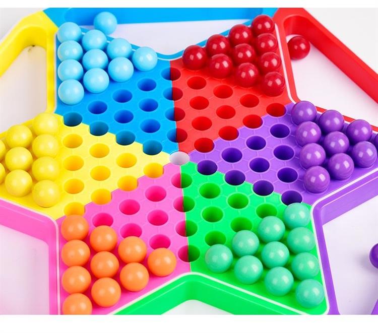 多功能跳跳棋儿童成人大号玻璃珠老式跳棋二合一游戏棋花色玻璃珠六角