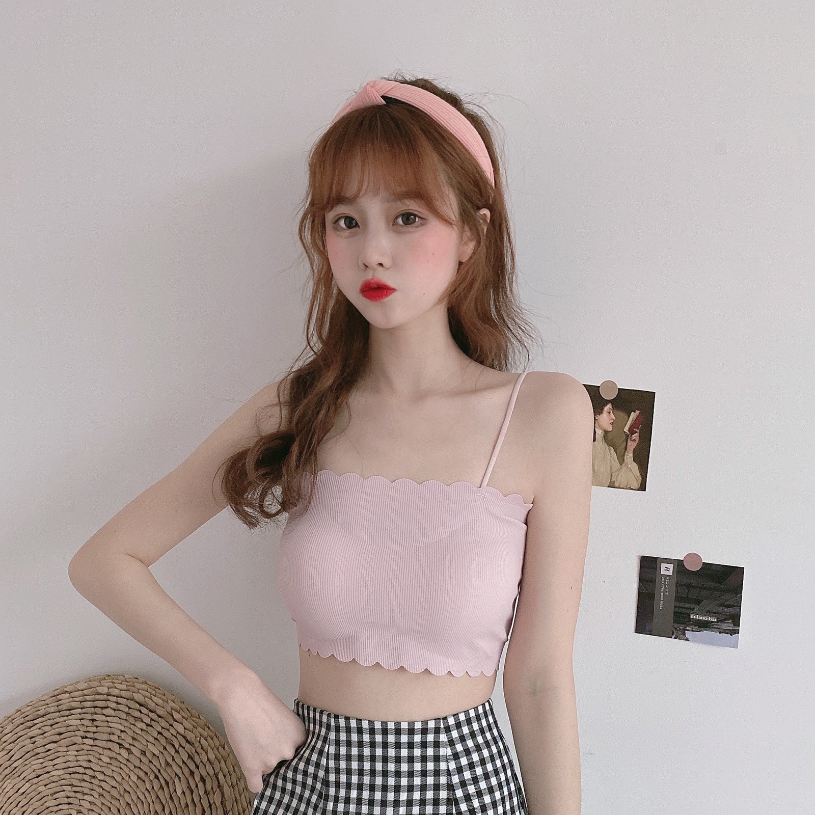 内衣女薄款抹胸上衣露肩显胸小围胸防走光性感聚拢无钢圈裹胸学生fish