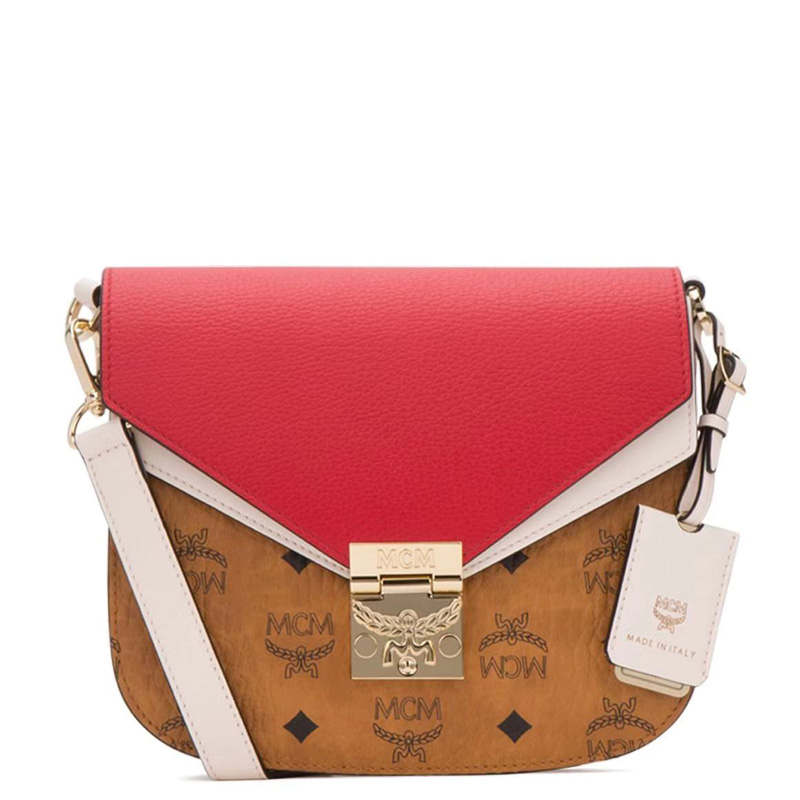 [直营]mcm 涂层帆布/涂层帆布配皮女士小猪包单肩包斜肩包女包