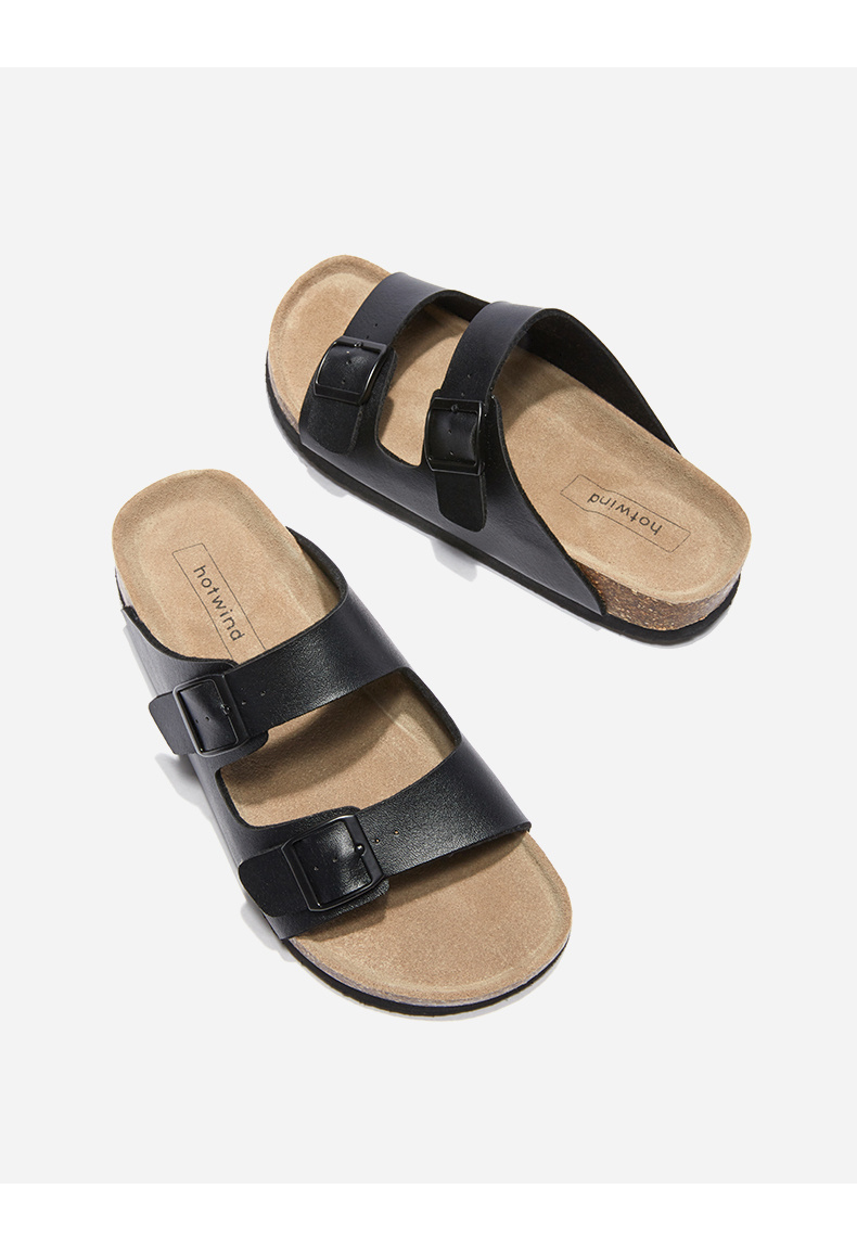 超级新品 热风hotwind潮流时尚男士拖鞋休闲平底青年一字拖h60m9601