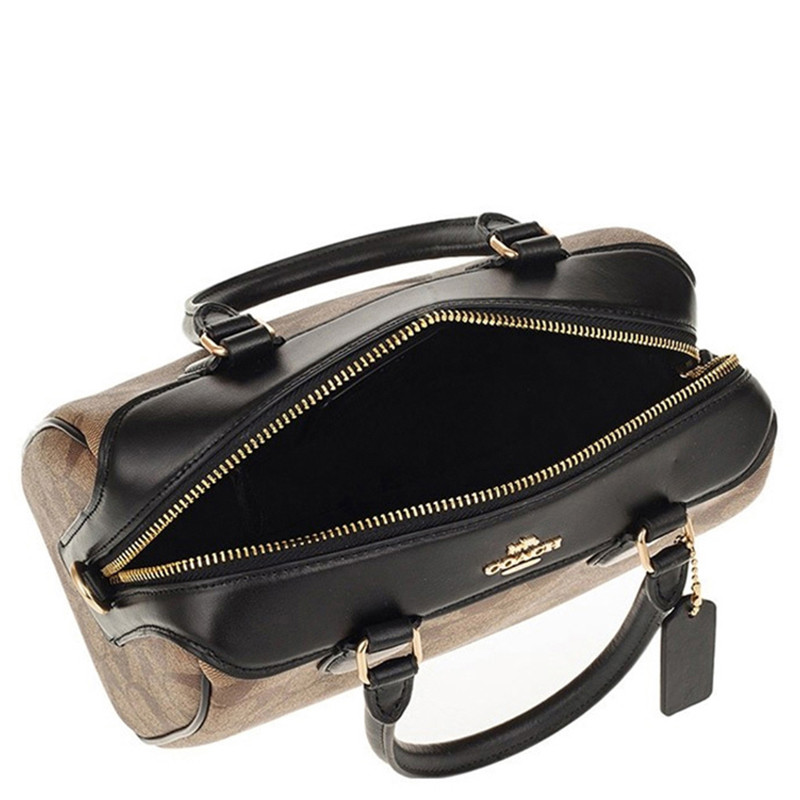 coach蔻驰女士卡其色黑色斜挎包f32203imcbi