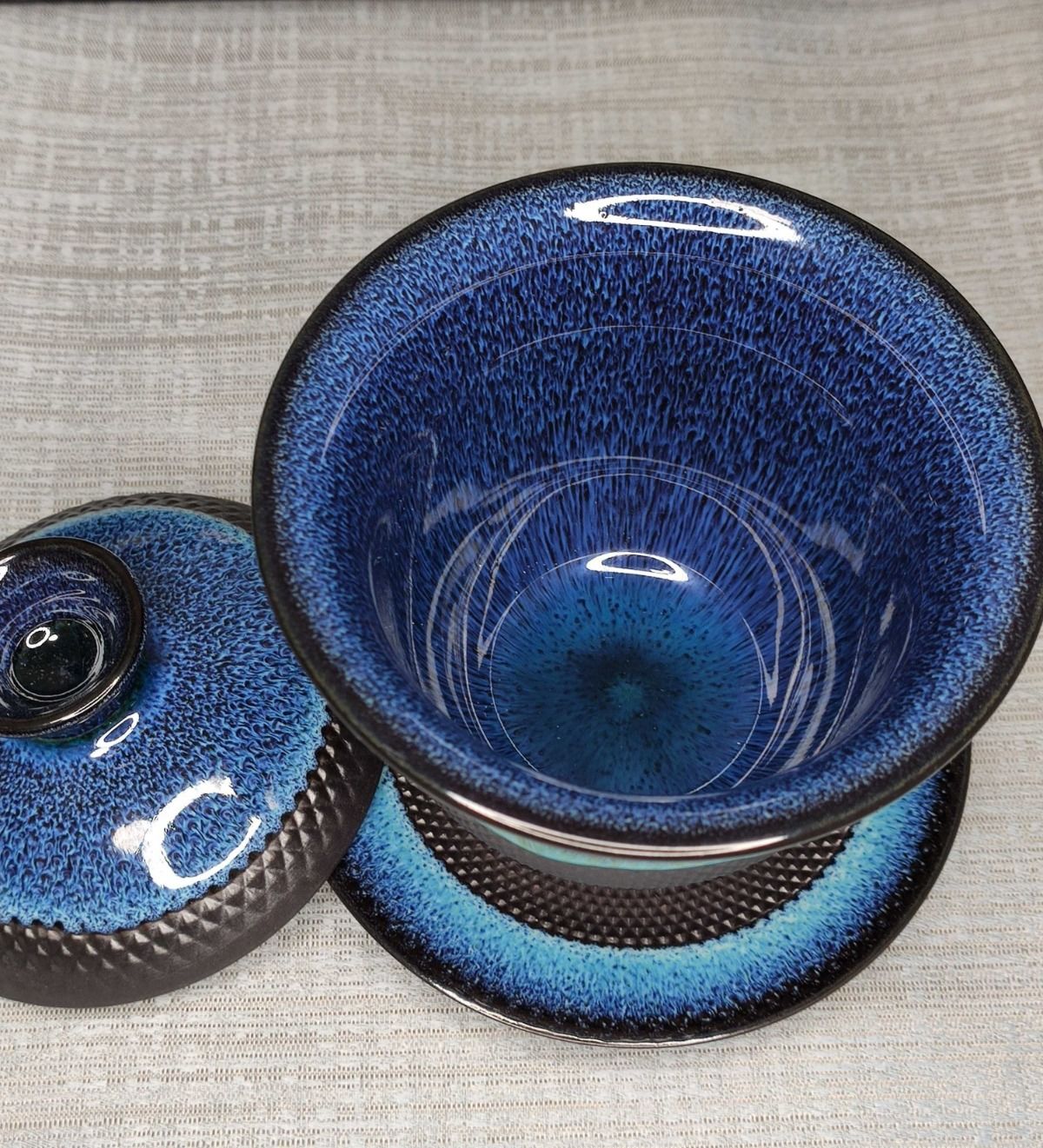 苏宁放心购建盏跳刀天目釉陶瓷三才盖碗单个大号200ml创意功夫茶具