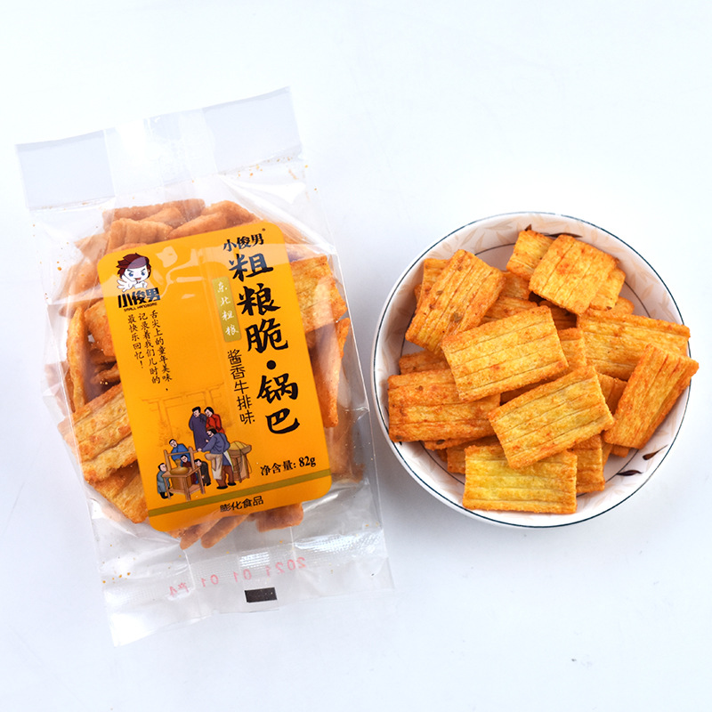 小俊男粗粮脆锅巴78g办公室休闲零食小吃酱香牛排烧烤味