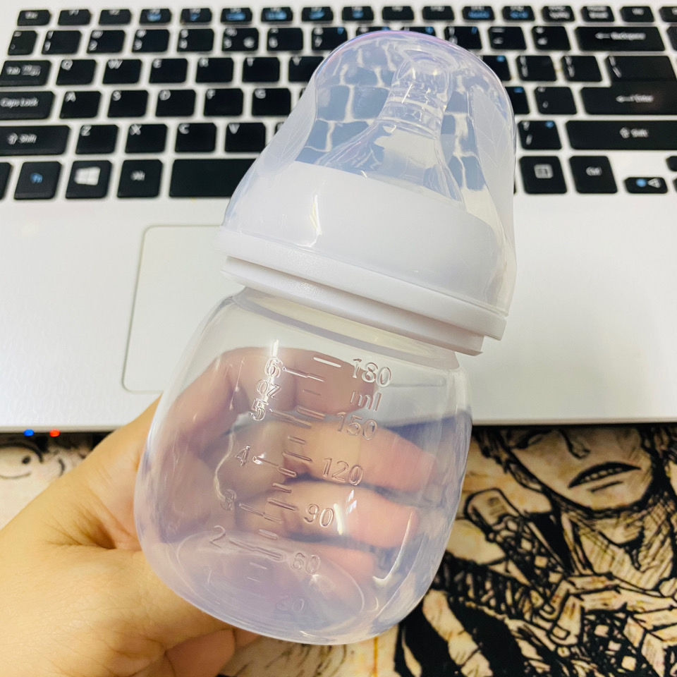 可爱小奶瓶喝水喝奶喝果汁婴儿宝宝塑料奶壶硅胶奶嘴鸭嘴吸管嘴奶嘴款