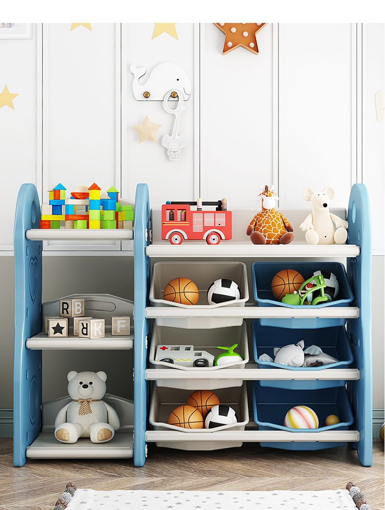 智扣儿童玩具收纳架宝宝书架二合一架子置物架多层超大容量收纳柜a款