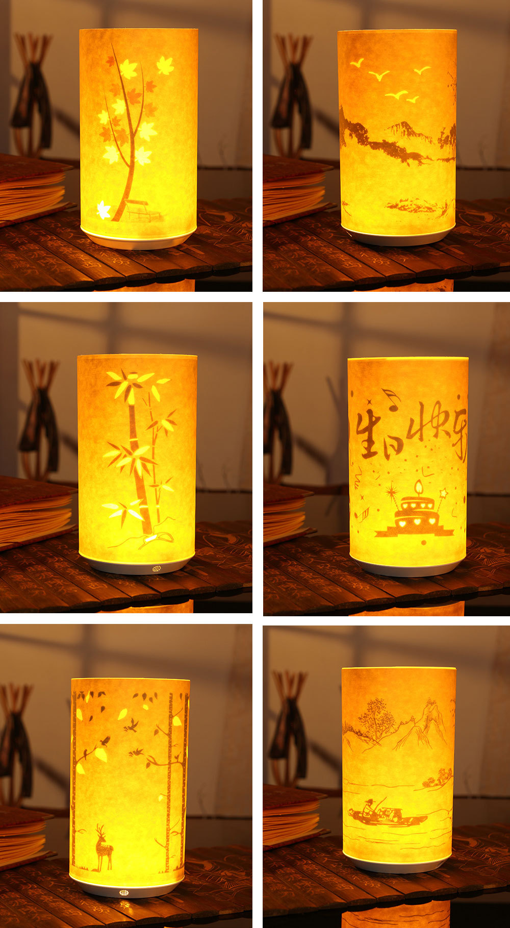 羊皮纸床头灯纸红外遥控感应灯diy浪漫花镂空床头创意小夜灯