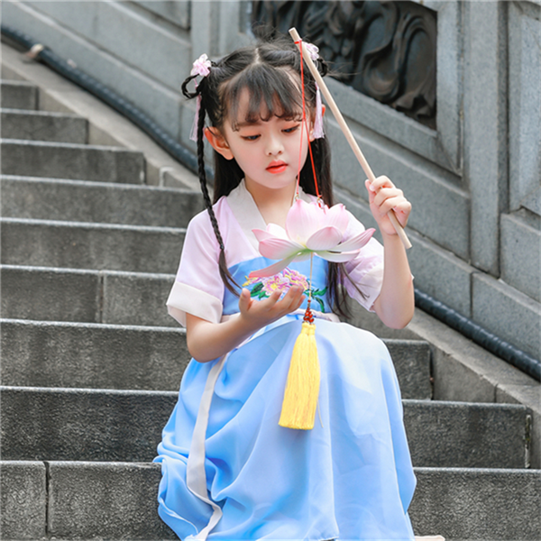 《儿童古装童装汉服女童春季仙女服刺绣襦裙日常宝宝古