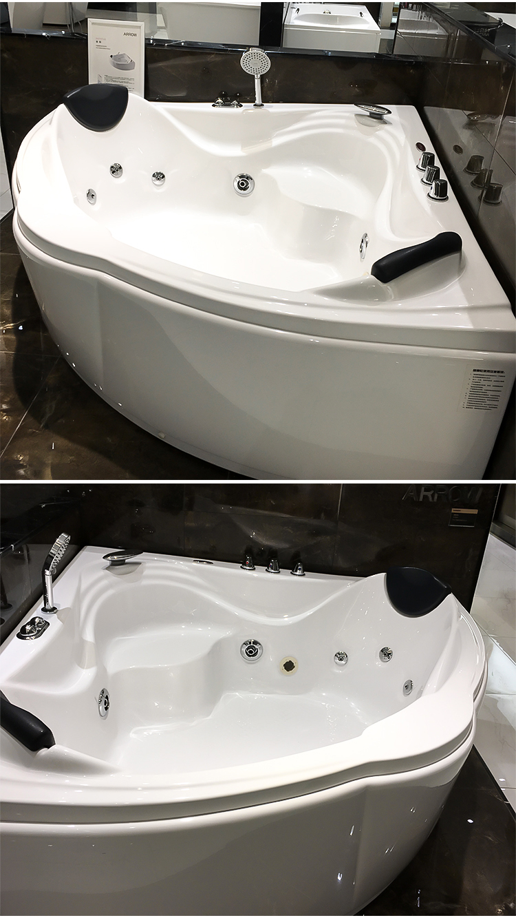 箭牌三角扇形冲浪按摩浴缸1315米亚克力家用中小户型成人浴池