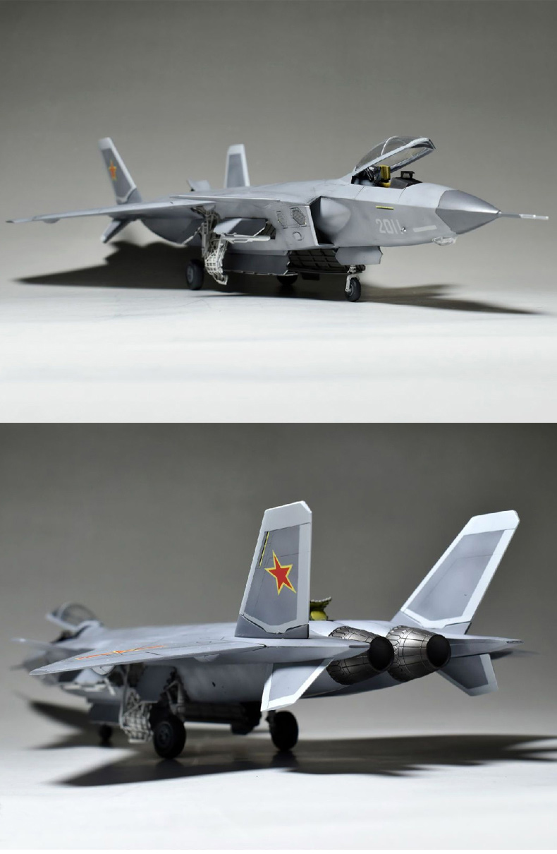 diecast小号手拼装飞机模型1144歼20威龙隐形战斗机组装中国j20歼击机