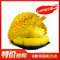 顺丰快递[熊猫鸟]泰国新鲜金枕榴莲 进口榴莲 1个装 3-4斤(包3房) 软糯香甜 新鲜水果
