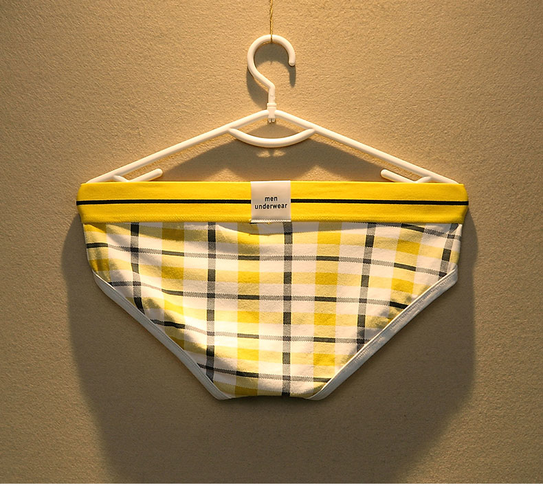 可莉允大宫男士内裤男三角裤低腰棉格子青年学院风学生三角裤jk内裤男