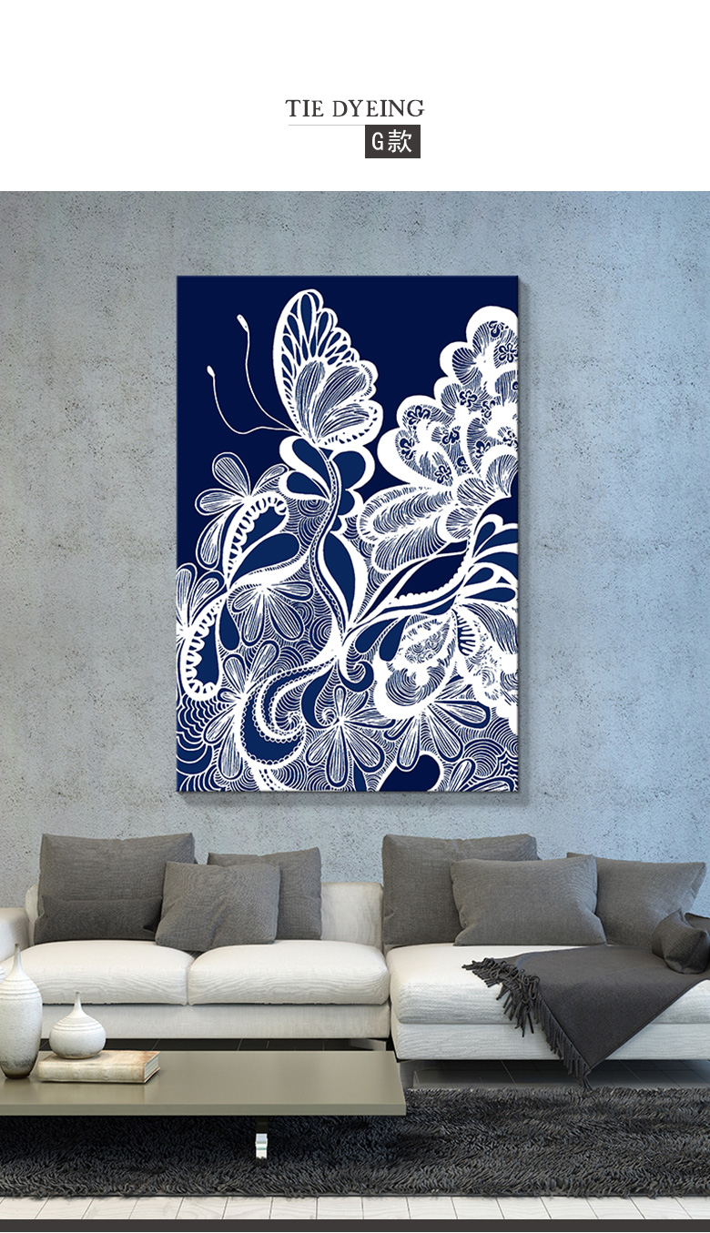 中国风玄关走道挂画扎染艺术客厅装饰画沙发背景墙画餐厅民宿壁画i款