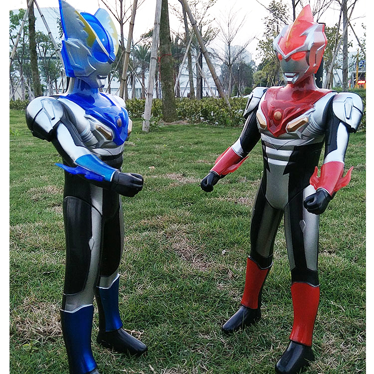 真智力大号罗布人偶发声发光奥特兄弟罗索布鲁烈火跃水超可动玩具34cm