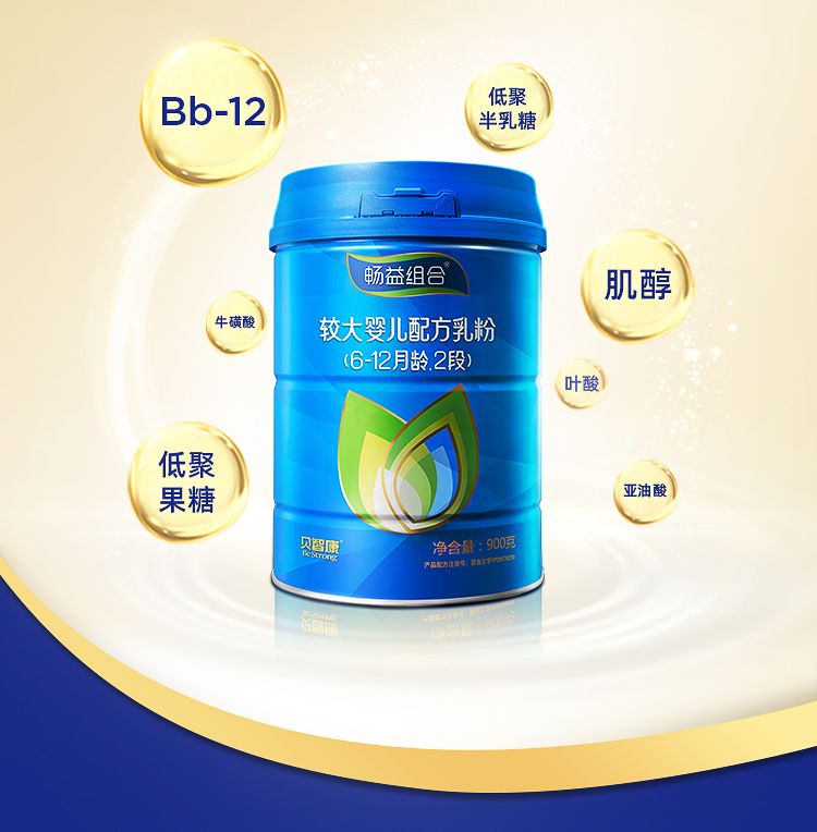 贝智康(bestrong)2段奶粉 贝智康 畅益组合 2段配方乳粉900gx6罐6-12
