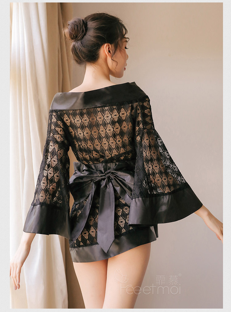 厂家直营店霏慕feeetmoi女式情趣睡衣内衣性感睡裙蕾丝低胸纱诱惑喇叭